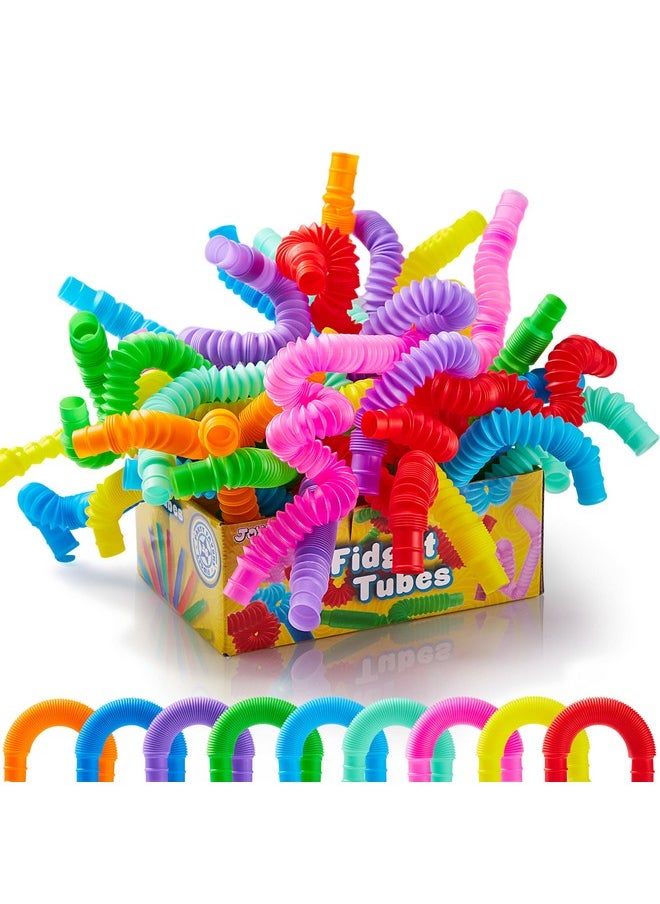 JOYIN 18 Pack Pop Tubes, Sensory Toys（Small） Fidget Tubes Party Favors - 9 Colors, Connectable and Extendable for Stress Relief - Perfect for Party, Classroom Exchange, School Reward