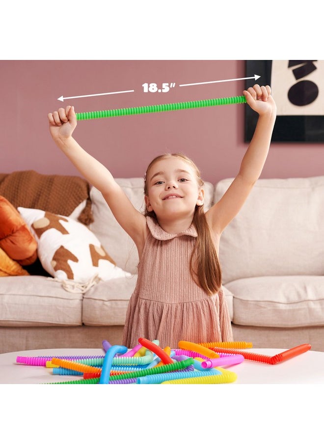 JOYIN 18 Pack Pop Tubes, Sensory Toys（Small） Fidget Tubes Party Favors - 9 Colors, Connectable and Extendable for Stress Relief - Perfect for Party, Classroom Exchange, School Reward