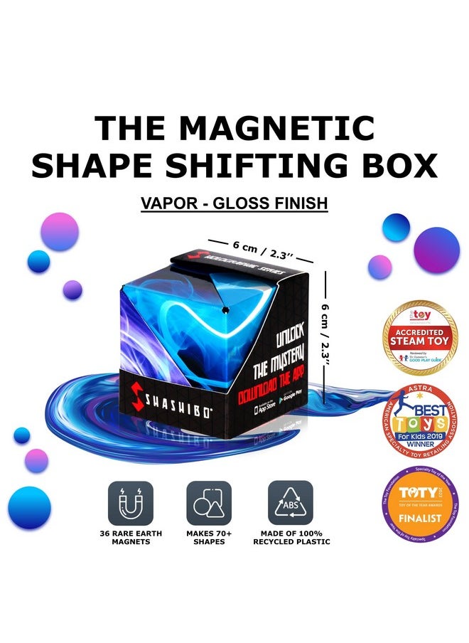 SHASHIBO Shape Shifting Box - Award-Winning, Patented Fidget Cube w/ 36 Rare Earth Magnets - Transforms Into Over 70 Shapes, Download Fun in Motion Toys Mobile App (Holographic - Vapor)