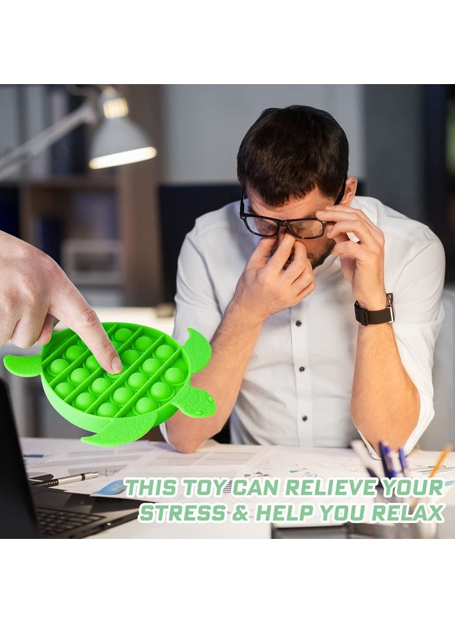 NiHealth Push Pop Bubble Fidget Sensory Toy Sea Turtle Shaped Fidget Toy for Special Needs Stress Reducer Anxiety Relief Popper Game Board Silicone Squeeze Toy for Kids and Adults (Green)