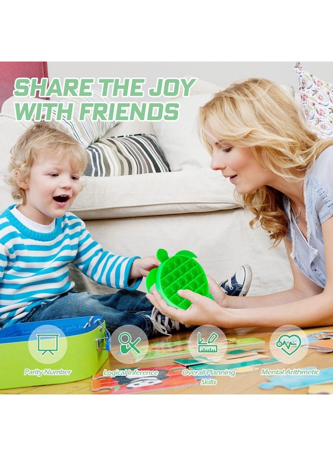NiHealth Push Pop Bubble Fidget Sensory Toy Sea Turtle Shaped Fidget Toy for Special Needs Stress Reducer Anxiety Relief Popper Game Board Silicone Squeeze Toy for Kids and Adults (Green)