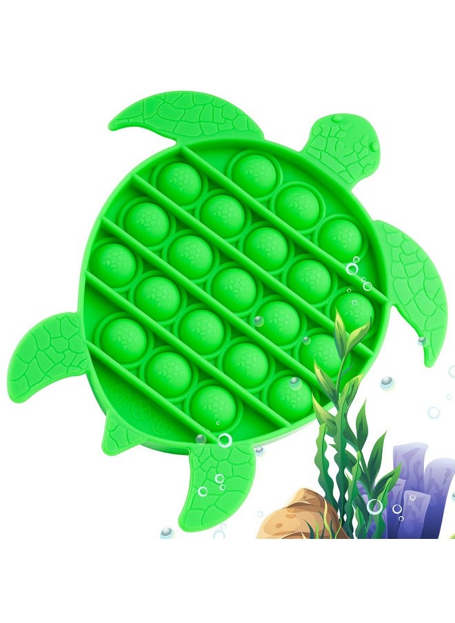 NiHealth Push Pop Bubble Fidget Sensory Toy Sea Turtle Shaped Fidget Toy for Special Needs Stress Reducer Anxiety Relief Popper Game Board Silicone Squeeze Toy for Kids and Adults (Green)