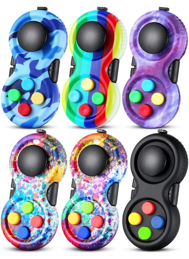 Skylety 6 Pieces Cam Fidget Pad Controller Relieve Anxiety Handheld Mini Handheld Fidget Pad Fidget Controller Stress Reducer for Adult Relieve Stress(Dazzling Colors)