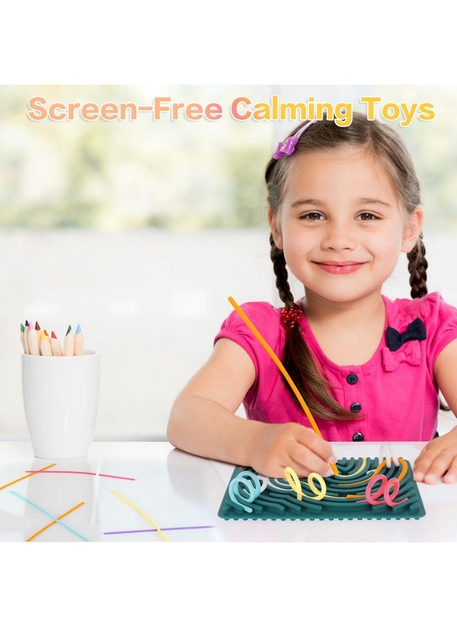 ddLUCK Sensory Activity Board, Silicone Fidget Toy for Stress Relief, Calming, Focus, ADHD and Autism, 6 Colors Sensory Toys Game Controller for Kids 2+ & Adults with 20 Strings