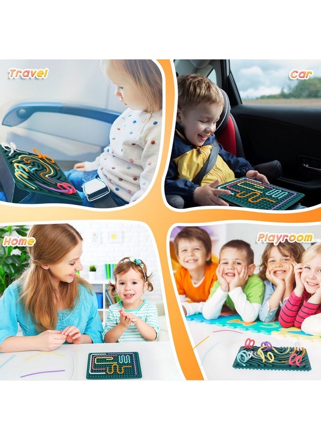 ddLUCK Sensory Activity Board, Silicone Fidget Toy for Stress Relief, Calming, Focus, ADHD and Autism, 6 Colors Sensory Toys Game Controller for Kids 2+ & Adults with 20 Strings
