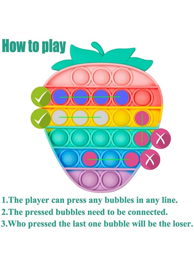 Toyshine Pack of 1 - Strawberry - Fidget Popping Sounds Toy, BPA Free Silicone, Push Bubbles Toy for Autism Stress Reliever, Sensory Toy Pop It Toy- Pastel