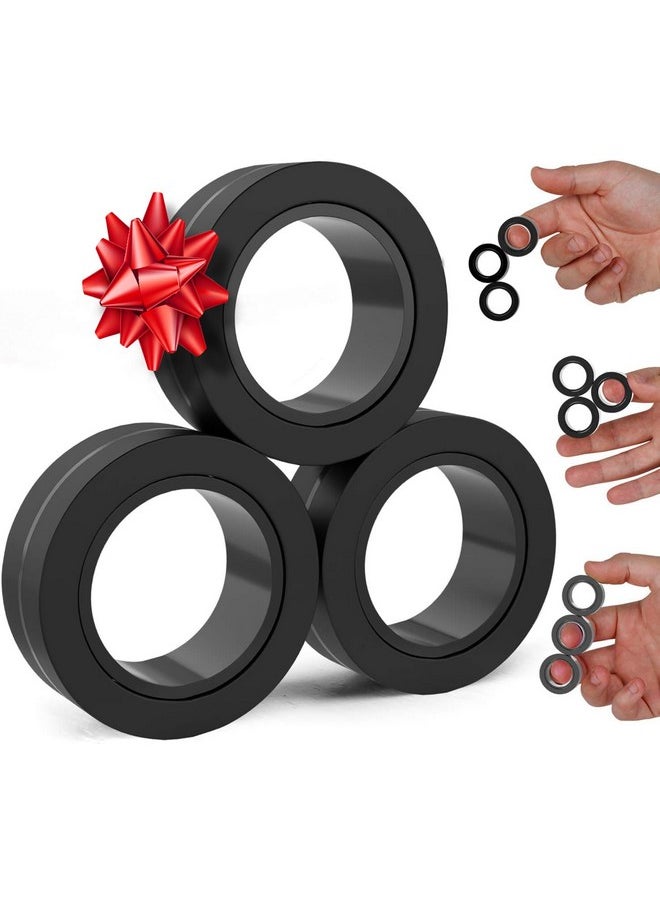 BUNMO Stocking Stuffers for Teens - Magnetic Rings - Fidget Toys Adults - Magnetic Fidget Rings - Stocking Stuffers for Adults - Addictive Fidget Toy for Boys & Girls - Great Teen Gift - Black