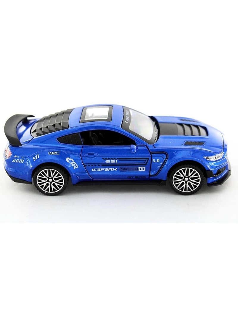 1:32 Scale Diecast Metal Pull Back Car Toy – Realistic Alloy Vehicle with Lights & Opening Doors, Blue Model Truck for Kids & Car Lovers