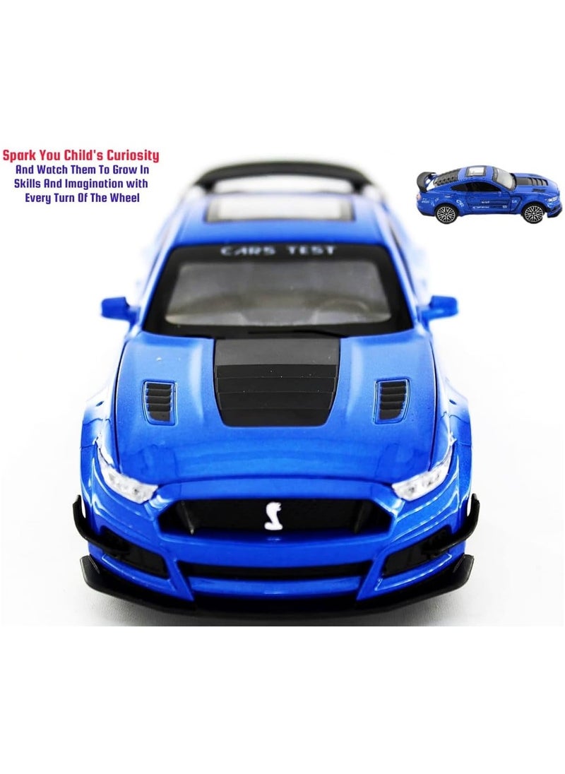 1:32 Scale Diecast Metal Pull Back Car Toy – Realistic Alloy Vehicle with Lights & Opening Doors, Blue Model Truck for Kids & Car Lovers