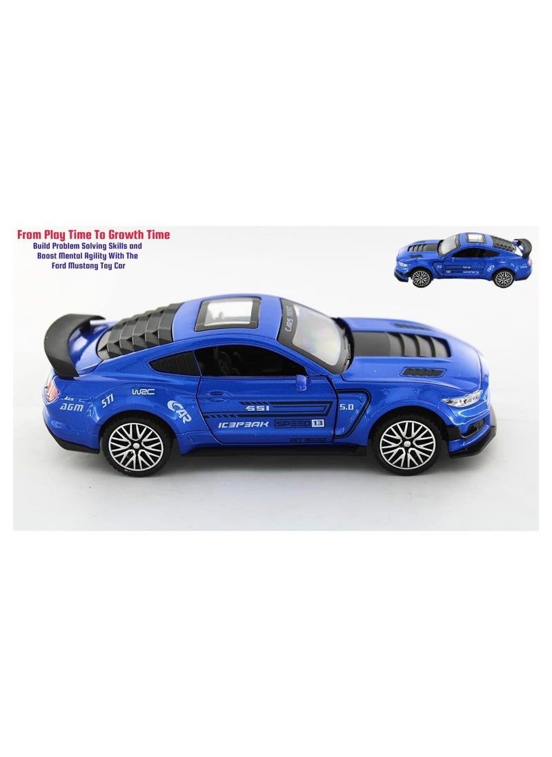 1:32 Scale Diecast Metal Pull Back Car Toy – Realistic Alloy Vehicle with Lights & Opening Doors, Blue Model Truck for Kids & Car Lovers