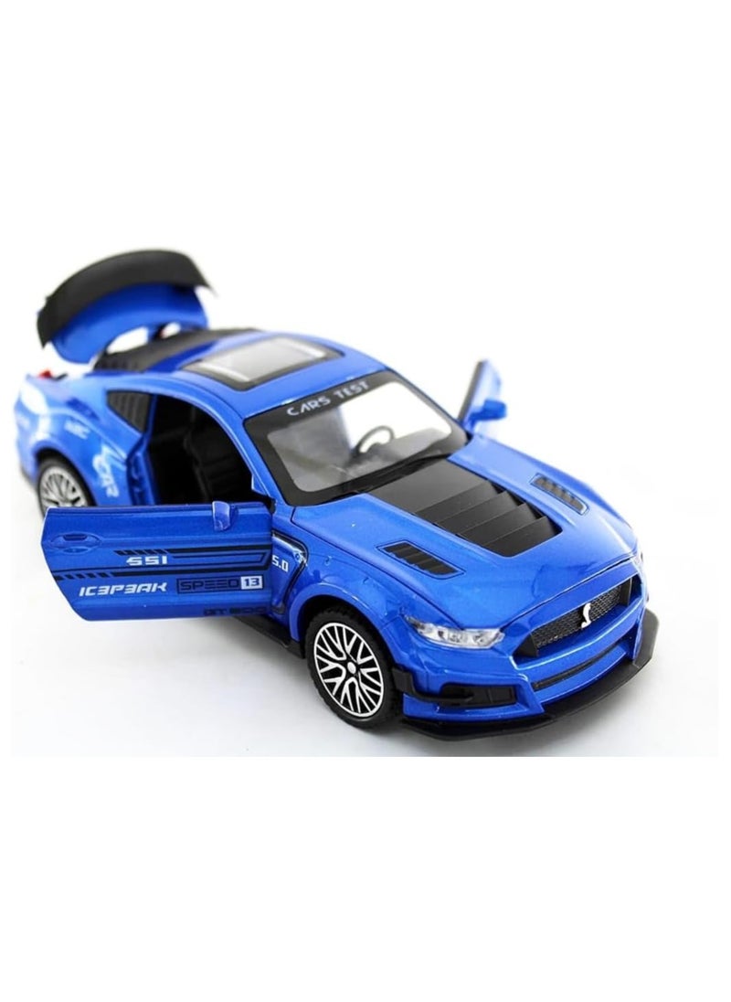 1:32 Scale Diecast Metal Pull Back Car Toy – Realistic Alloy Vehicle with Lights & Opening Doors, Blue Model Truck for Kids & Car Lovers