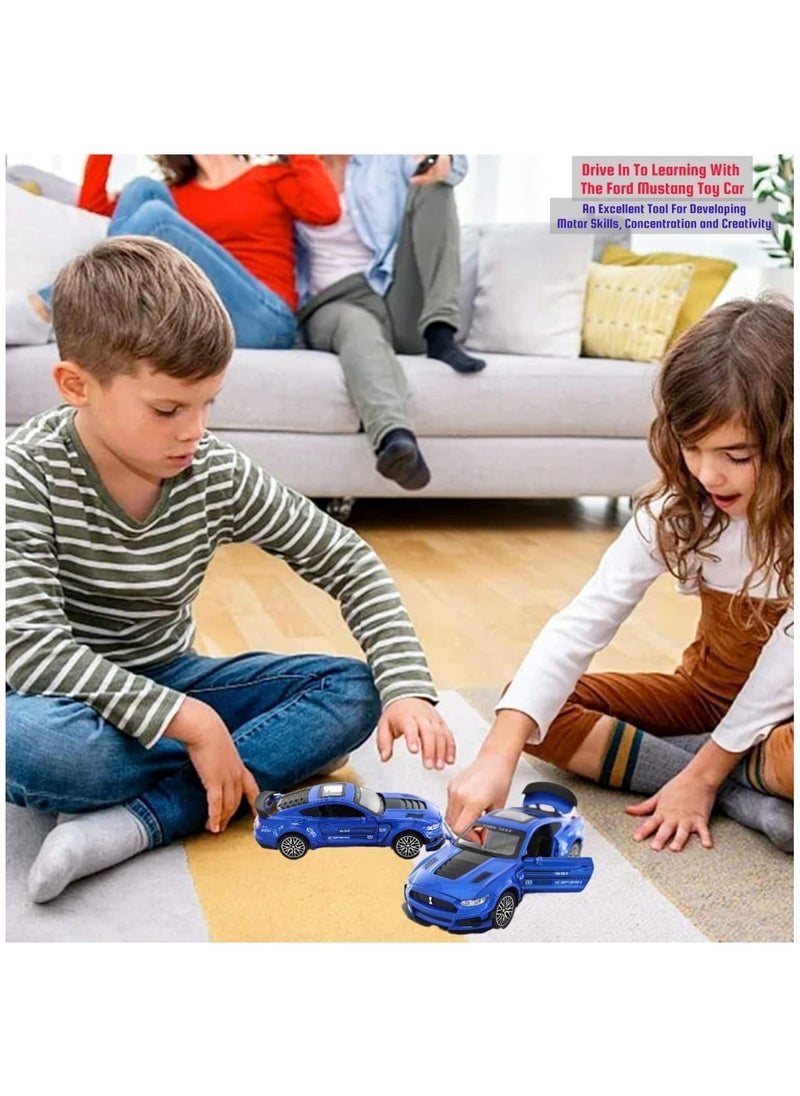 1:32 Scale Diecast Metal Pull Back Car Toy – Realistic Alloy Vehicle with Lights & Opening Doors, Blue Model Truck for Kids & Car Lovers