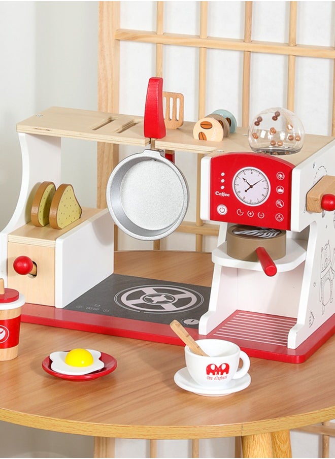 Colorful Wooden Children'S Kitchen Coffee Corner Toys, Enjoy The Fun Of Cooking And Mixing