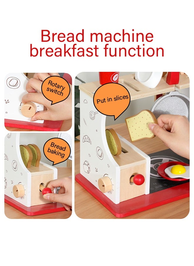 Colorful Wooden Children'S Kitchen Coffee Corner Toys, Enjoy The Fun Of Cooking And Mixing