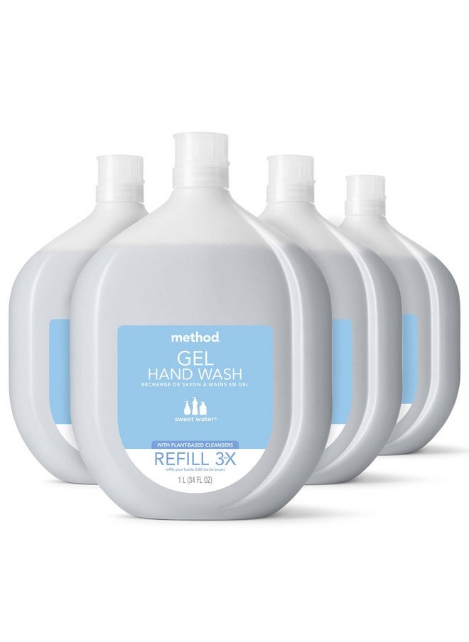 Method Gel Hand Soap Refill, Sweet Water, Recyclable Bottle, Biodegradable Formula, 34 oz (Pack of 4)