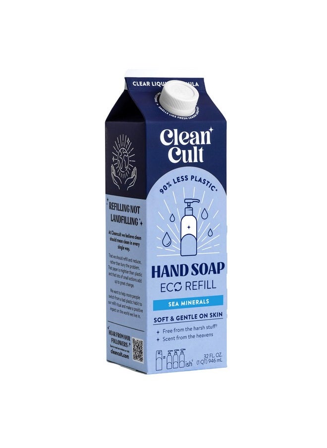 Cleancult Liquid Hand Soap Refill - Sea Minerals - Gentle On Sensitive Skin - Made with Aloe Vera & Essential Oils - Eco Friendly - Paper-Based Packaging - 32 oz/1 Pack