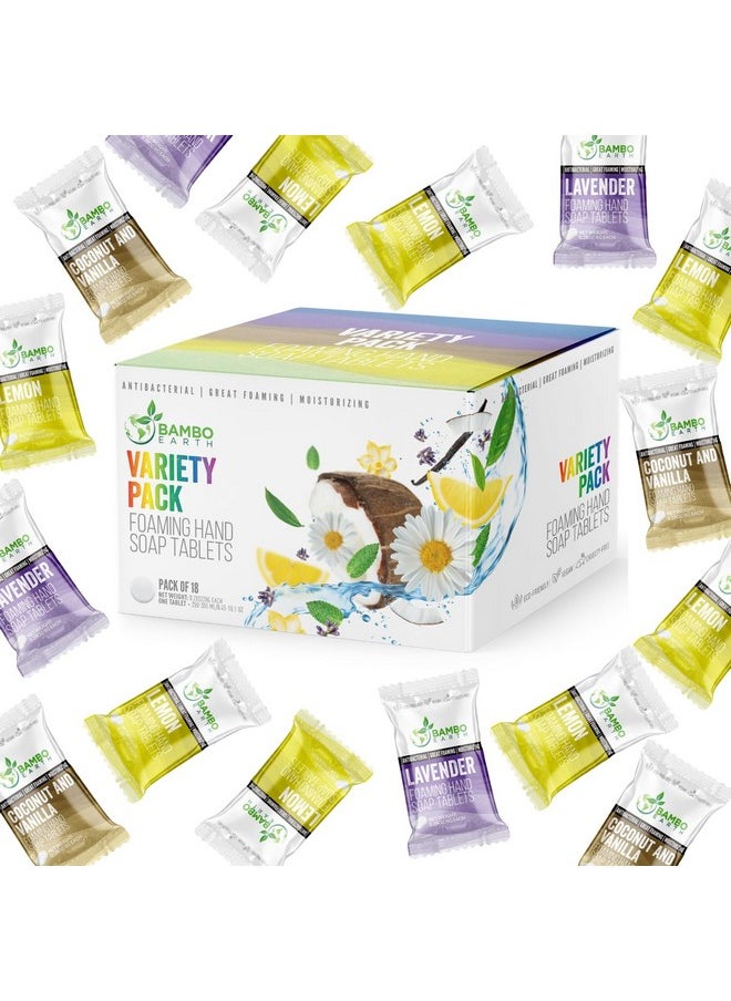 18 Pack Natural Foaming Hand Soap Tablets - Soft Moisturizing Handwash Tab Refills - 1 Tablet = 9 Oz Liquid Wash Foam Handsoap - Eco-Friendly Softsoap Refill Tabs (18 Variety Pack)