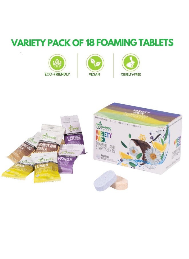 18 Pack Natural Foaming Hand Soap Tablets - Soft Moisturizing Handwash Tab Refills - 1 Tablet = 9 Oz Liquid Wash Foam Handsoap - Eco-Friendly Softsoap Refill Tabs (18 Variety Pack)