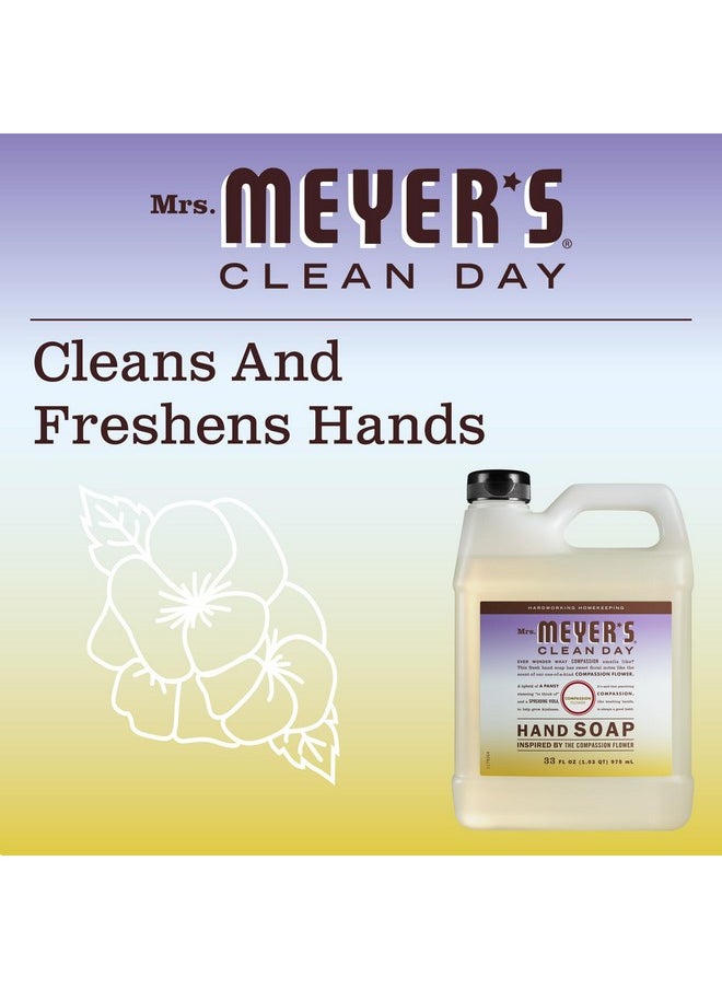 MRS. MEYER'S CLEAN DAY Hand Soap Refill, Made with Essential Oils, Biodegradable Formula, Compassion Flower, Packaging May Vary, 33 fl. oz