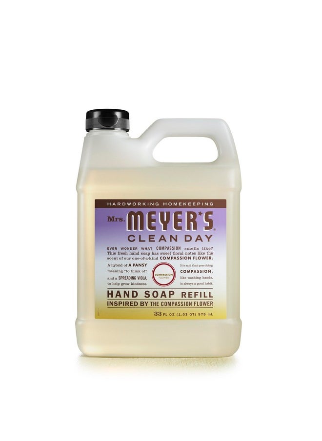 MRS. MEYER'S CLEAN DAY Hand Soap Refill, Made with Essential Oils, Biodegradable Formula, Compassion Flower, Packaging May Vary, 33 fl. oz