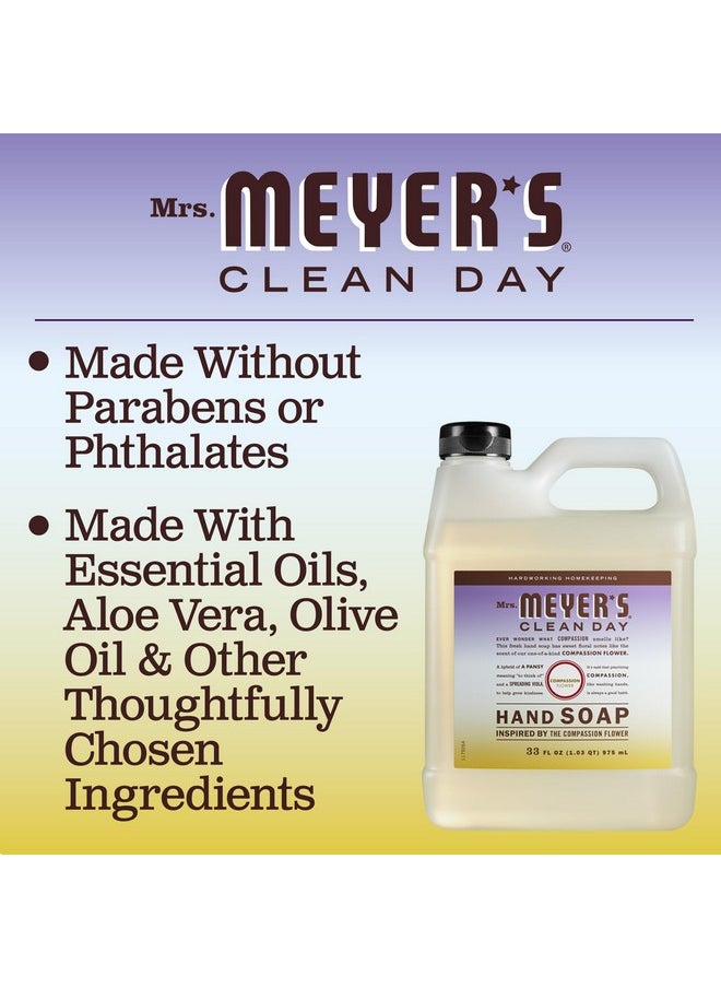 MRS. MEYER'S CLEAN DAY Hand Soap Refill, Made with Essential Oils, Biodegradable Formula, Compassion Flower, Packaging May Vary, 33 fl. oz