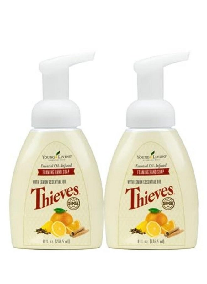 Thieves Foaming Hand Soap 8 fl oz. 2 pk by Young Living Essential Oils - Gentle Cleansing , Refreshing Aroma , Powerful Moisturizers for Dry Skin , Hygienic Hands , Anti-bacteria