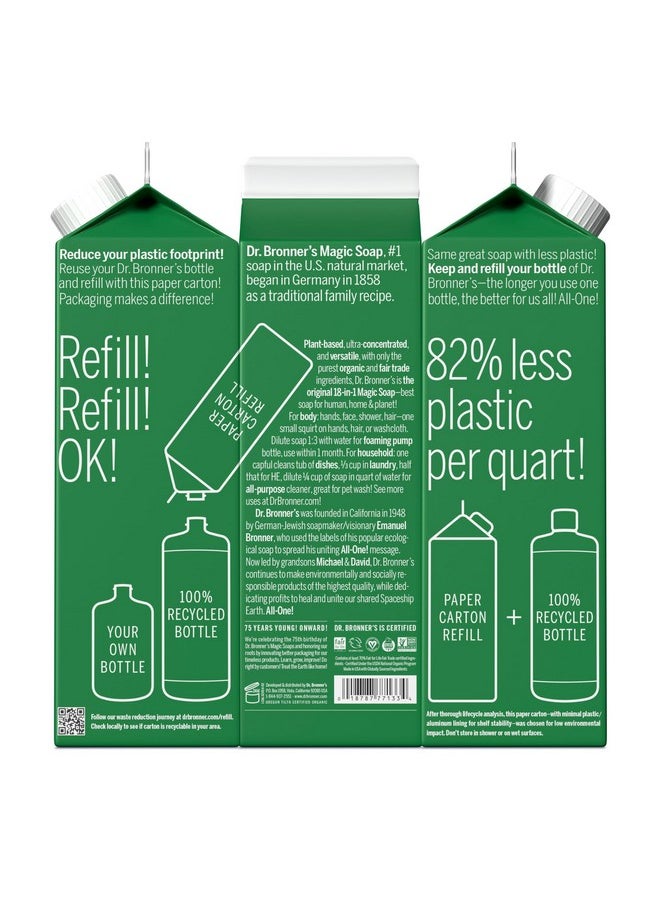 Dr. Bronner's Pure-Castile Liquid Soap Refill (Almond 32oz, Pack of 2)