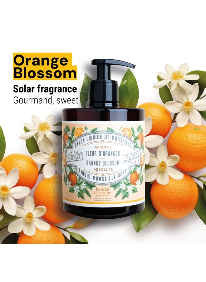 Panier des Sens - Liquid Hand Soap - Orange Blossom Hand Wash - French Marseille Moisturizing Hand Soap with Coconut Oil - Refillable Kitchen & Bathroom Hand Soap - 96% Natural Ingredients -16.9 Fl.oz