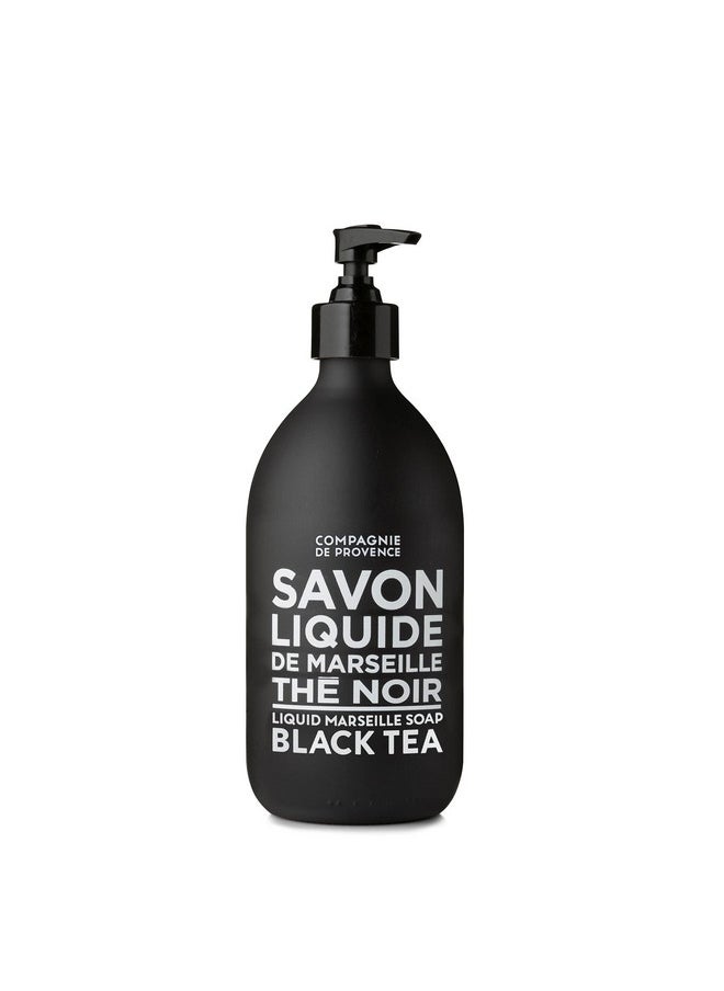 Compagnie de Provence Savon de Marseille Extra Pure Liquid Soap - Black Tea - 16.9 Fl Oz Glass Pump Bottle and 33.8 fl oz Plastic Bottle Refill