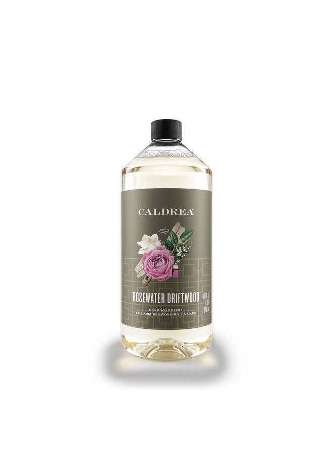 Caldrea Hand Soap Refill, Aloe Vera Gel, Olive Oil And Essential Oils To Cleanse And Condition, Rosewater Driftwood Scent, 32 Oz