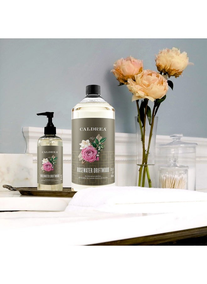 Caldrea Hand Soap Refill, Aloe Vera Gel, Olive Oil And Essential Oils To Cleanse And Condition, Rosewater Driftwood Scent, 32 Oz
