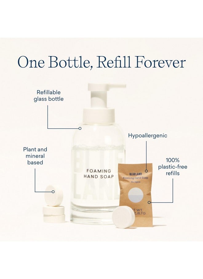 BLUELAND Hand Soap Starter Set - 1 Refillable Glass Foaming Hand Soap Container + 4 Tablets Refills, Variety Scents, Eco-Friendly Products & Cleaning Supplies,4 x 9 Fl oz Bottles (36 Fl oz Total)