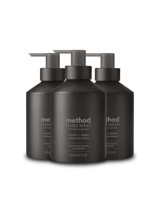 Method Gel Hand Soap, Vetiver + Amber, Reusable Black Aluminum Bottle, Biodegradable Formula, 12 oz (Pack of 3)