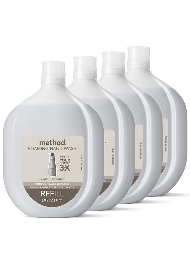 Method Foaming Hand Soap Refill, Violet + Lavender, Recyclable Bottle, Biodegradable Formula, 28 fl oz (Pack of 4)