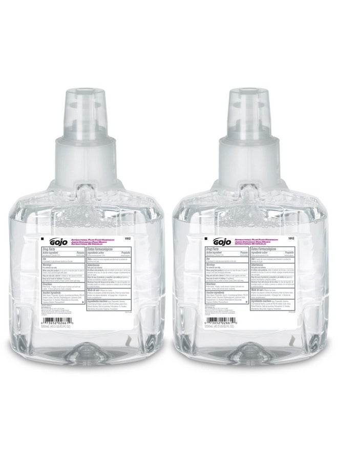 GOJO Antibacterial Foam Handwash, Plum Fragrance, 1200 mL Foam Hand Soap Refill LTX-12 Touch-Free Dispenser (Pack of 2) - 1912-02