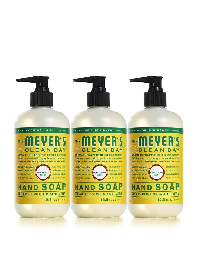 MRS. MEYER'S CLEAN DAY Hand Soap, Made with Essential Oils, Biodegradable Formula, Honeysuckle, 12.5 fl. oz - Pack of 3
