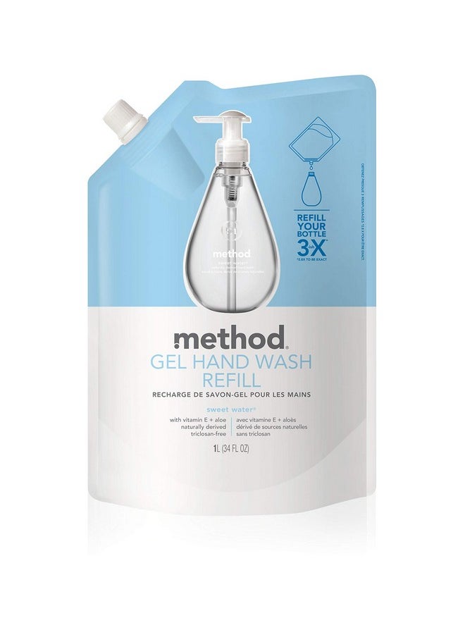 Method Gel Hand Soap Refill, Sweet Water, 34 Fl Oz (Pack of 3)