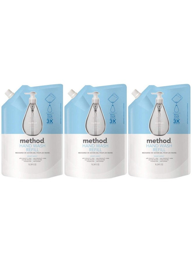 Method Gel Hand Soap Refill, Sweet Water, 34 Fl Oz (Pack of 3)