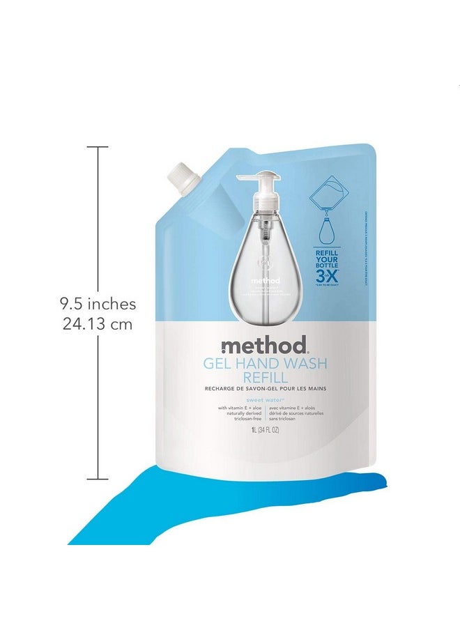 Method Gel Hand Soap Refill, Sweet Water, 34 Fl Oz (Pack of 3)