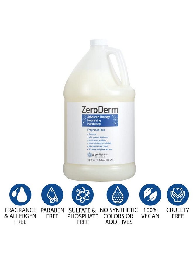 Ginger Lily Farms Botanicals ZeroDerm Advanced Therapy Nourishing Liquid Hand Soap Refill 100% Vegan Cruelty-Free Fragrance-Free, Unscented, 128 Fl Oz