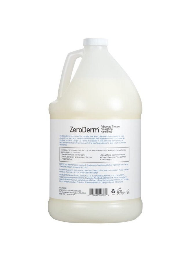 Ginger Lily Farms Botanicals ZeroDerm Advanced Therapy Nourishing Liquid Hand Soap Refill 100% Vegan Cruelty-Free Fragrance-Free, Unscented, 128 Fl Oz