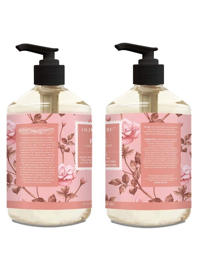 Olivia Care Liquid Hand Soap Rose & Essential Oils. All Natural - Cleansing, Germ-Fighting, Moisturizing Hand Wash for Kitchen & Bathroom - Gentle, Mild & Natural Scented - 18.5 OZ