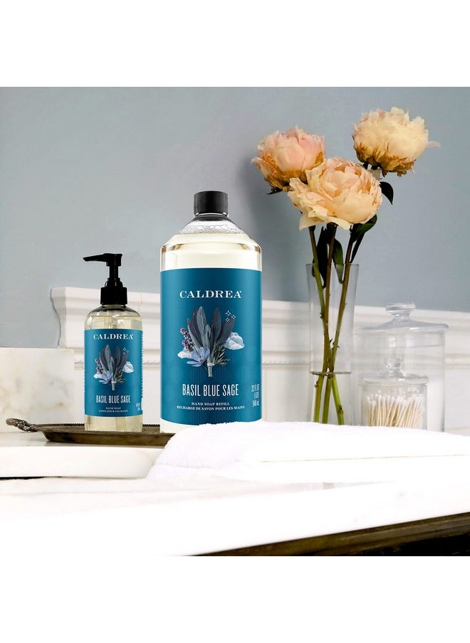 Caldrea Hand Soap Refill, Aloe Vera Gel, Olive Oil And Essential Oils To Cleanse And Condition, Basil Blue Sage Scent, 32 Oz