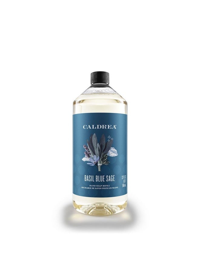 Caldrea Hand Soap Refill, Aloe Vera Gel, Olive Oil And Essential Oils To Cleanse And Condition, Basil Blue Sage Scent, 32 Oz