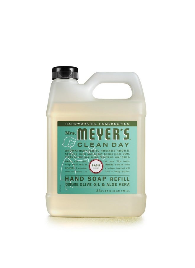 MRS. MEYER'S CLEAN DAY Hand Soap Refill, Made with Essential Oils, Biodegradable Formula, Basil, 33 fl. oz