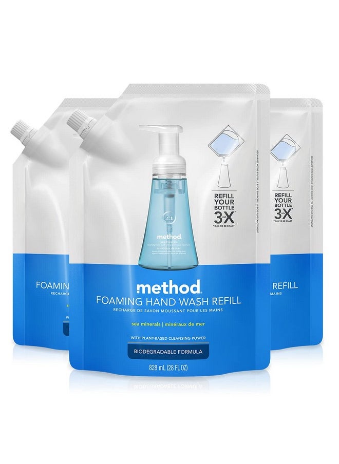 Method Foaming Hand Wash Refill Pouch, Sea Minerals, 28 Fl Oz (Pack of 3)