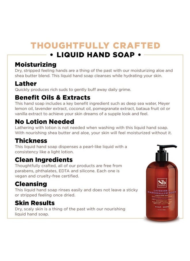 Soapbox Liquid Hand Soap, Lavender & Marshmallow Root - Gentle, Moisturizing Hand Cleanser, Vegan & Cruelty Free Hand Wash for Kitchen and Bathroom, 12oz Pump Bottles (Pack of 3)