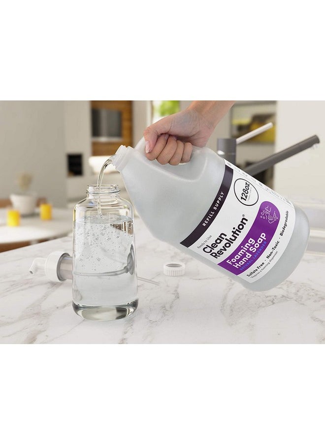 Clean Revolution Foaming Hand Soap Refill Supply Container. Ready to Use Formula. Natural Lavender Fragrance, 128 Fl. Oz