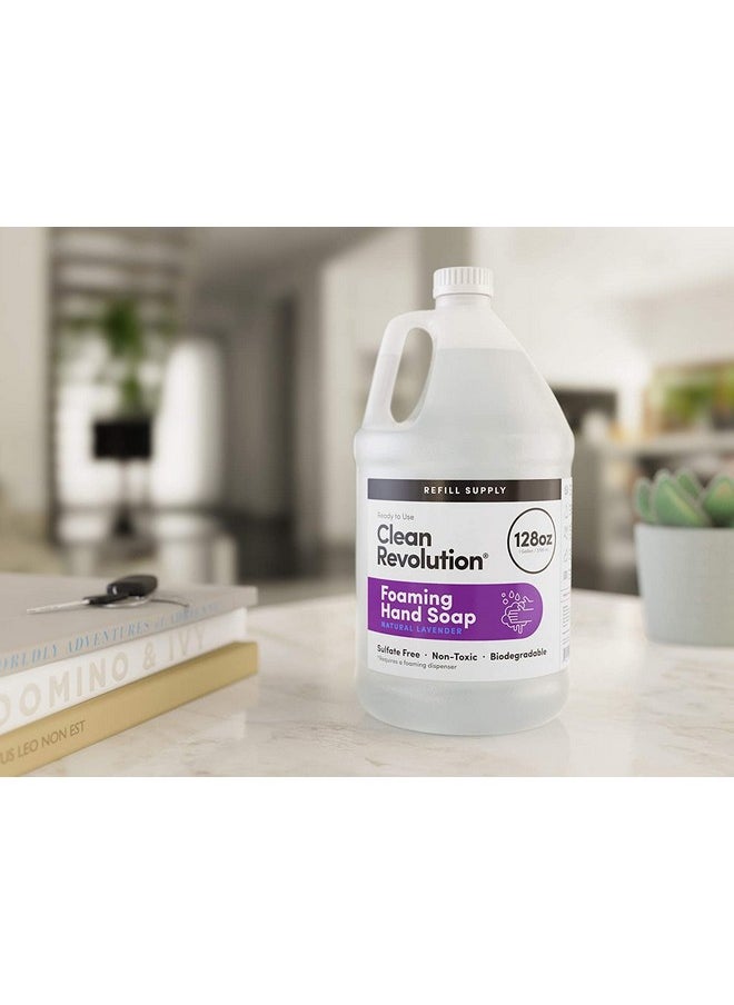 Clean Revolution Foaming Hand Soap Refill Supply Container. Ready to Use Formula. Natural Lavender Fragrance, 128 Fl. Oz