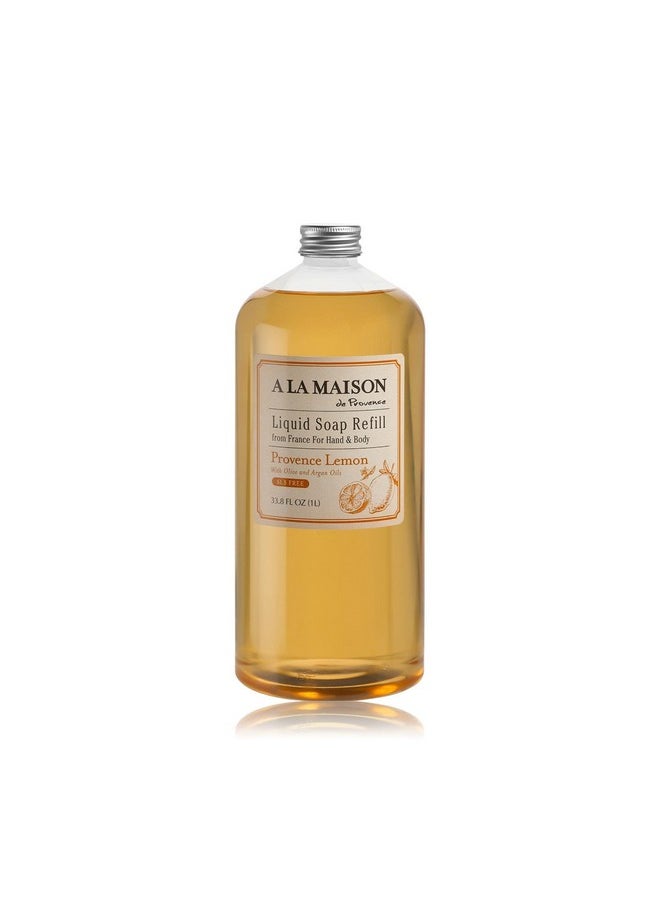 A LA MAISON French Liquid Hand Soap Refill, Provence Lemon - Natural Hand Wash Made with Essential Oils - Biodegradable, Plant-Based, Vegan, Cruelty-Free, Alcohol & Paraben Free (33.8 oz, 1 Pack)